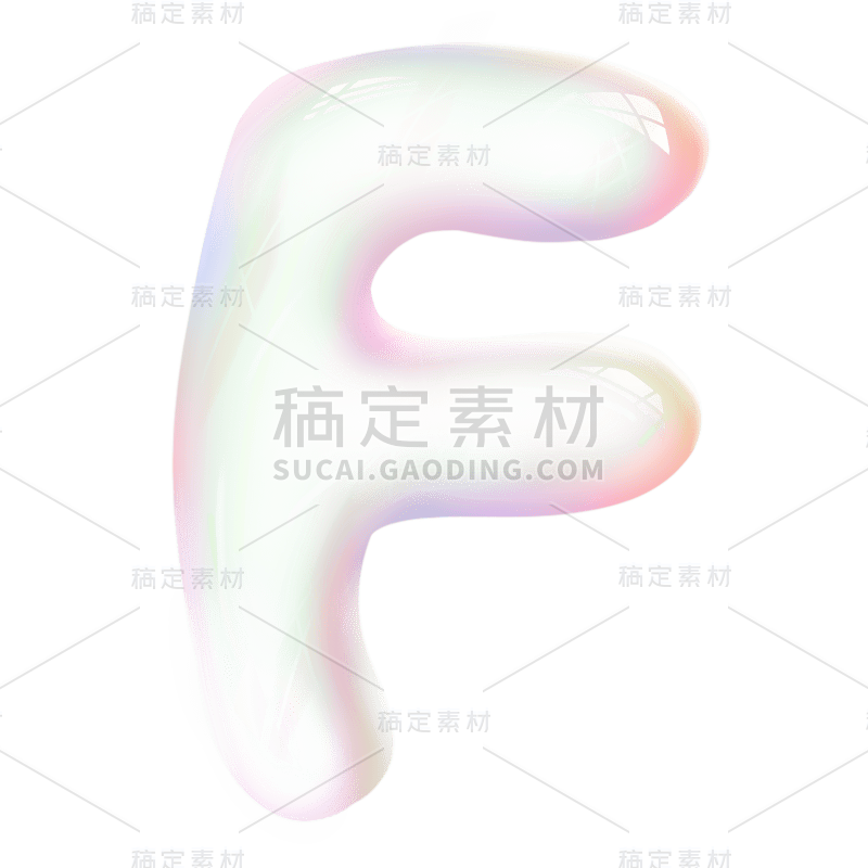 手绘-字母泡泡装饰元素贴纸-F