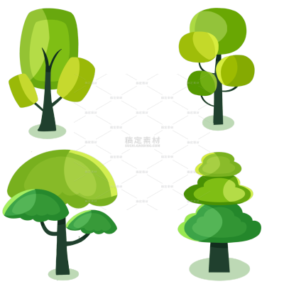 卡通扁平植物大树插画元素5