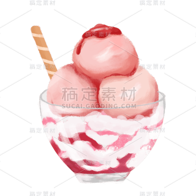 美食插画元素主题素材-冰激凌