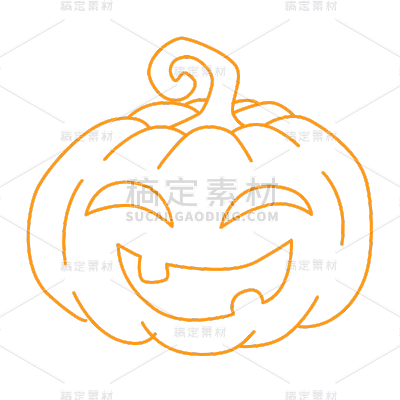 手绘-简笔万圣节元素贴纸-南瓜灯