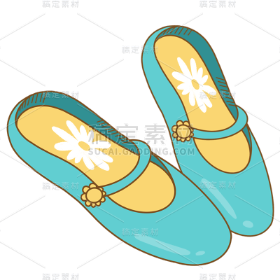 手绘-西方古典服饰配饰贴纸-鞋子