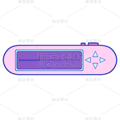 手绘-蒸汽波电子产品贴纸-MP3