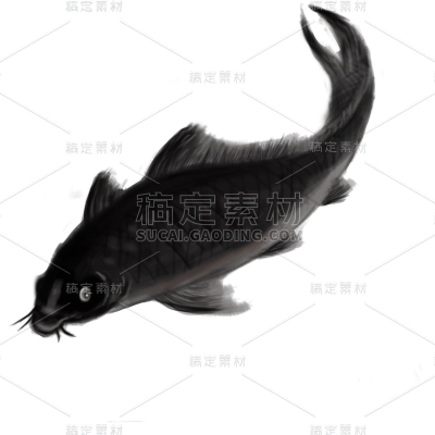 水墨风锦鲤元素贴纸9