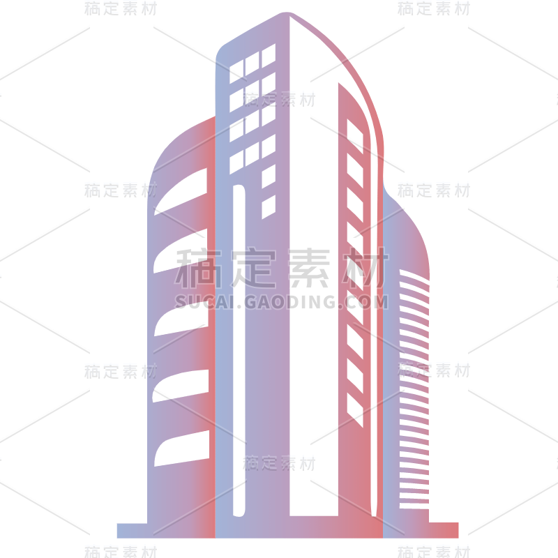 扁平-渐变城市建筑剪影贴纸4