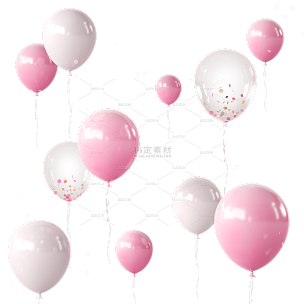 漂浮的粉色气球3D情人节节日元素