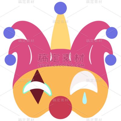 手绘卡通小丑面具氛围元素贴纸