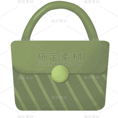 手绘绿色手提包元素贴纸