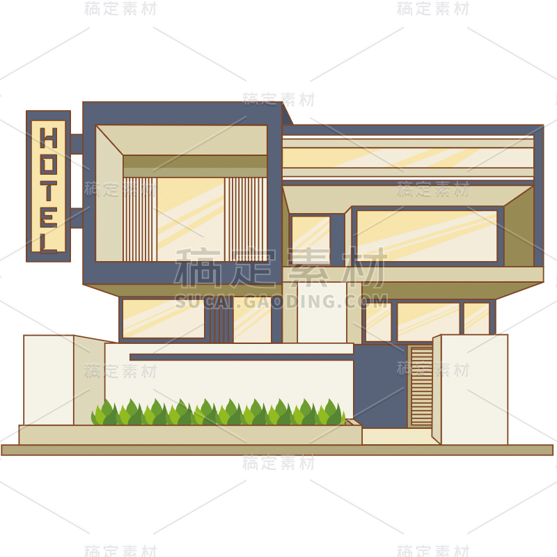 手绘-酒店建筑元素贴纸-SVG6