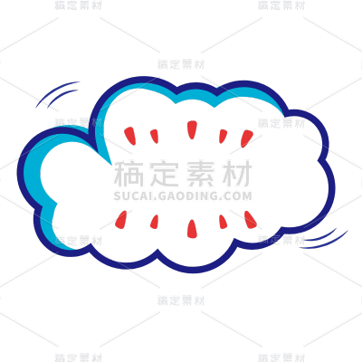 手绘-扁平漫画云朵框装饰元素7