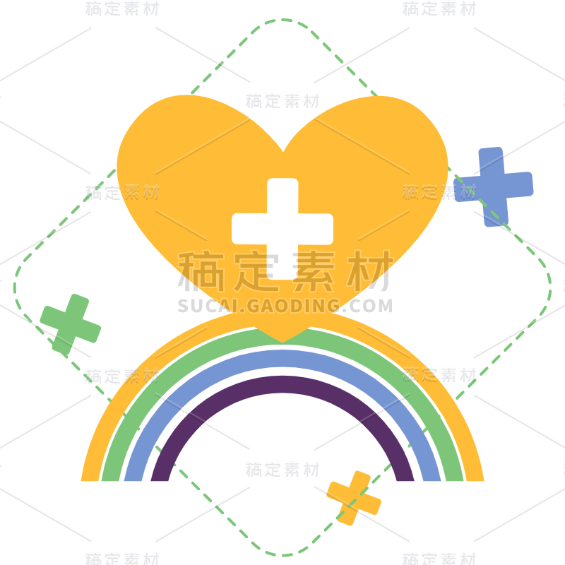 扁平-撞色心理健康元素贴纸-SVG10