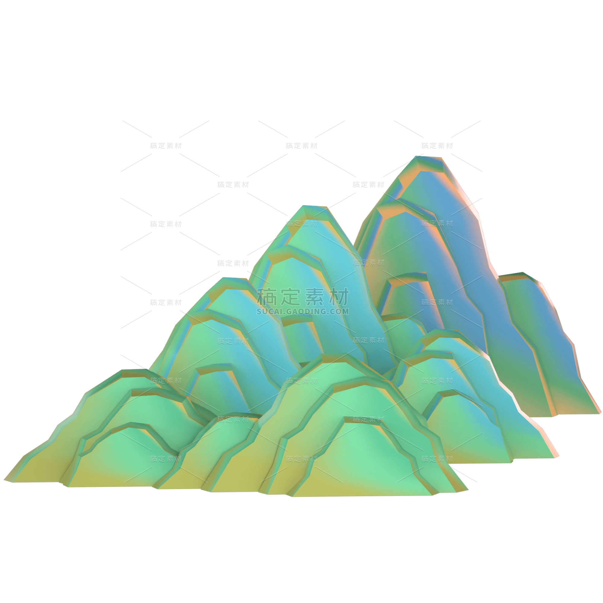 3D国潮-山峰渐变3