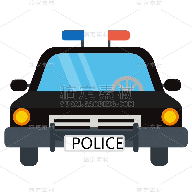 手绘-安全主题贴纸SVG-警车