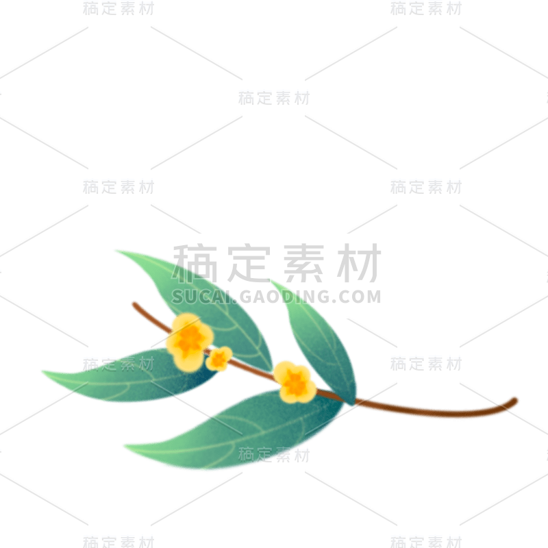 中秋节主题元素插画贴纸-桂花