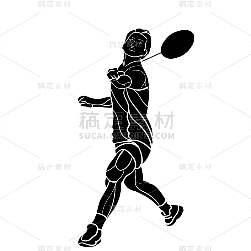 羽毛球运动人物贴纸-SVG8