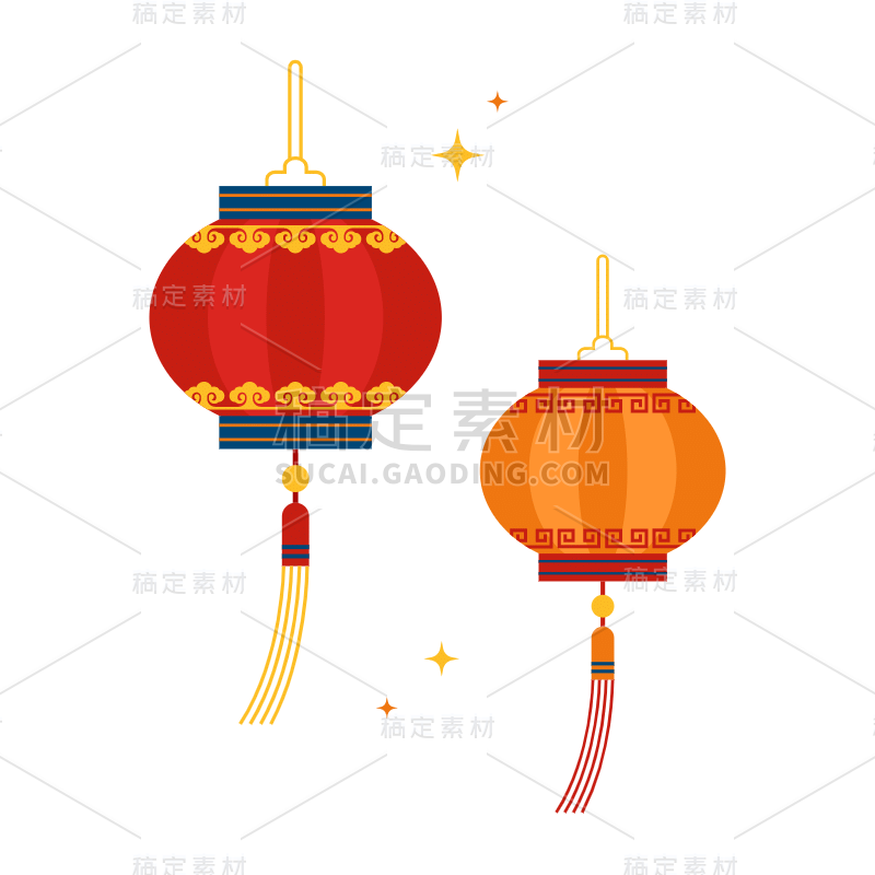 扁平-国庆氛围元素-灯笼