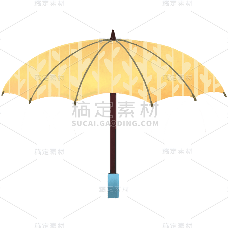 手绘浪漫黄色雨伞元素