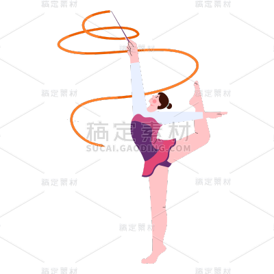 矢量风-扁平人物插画-体操