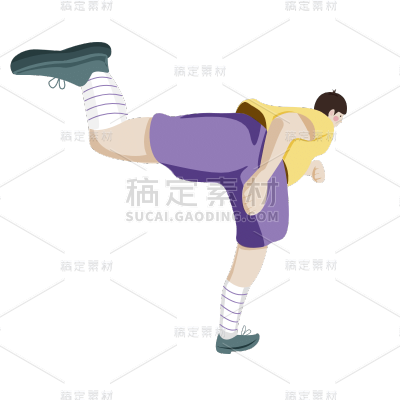 手绘-卡通跑步人物贴纸-SVG1