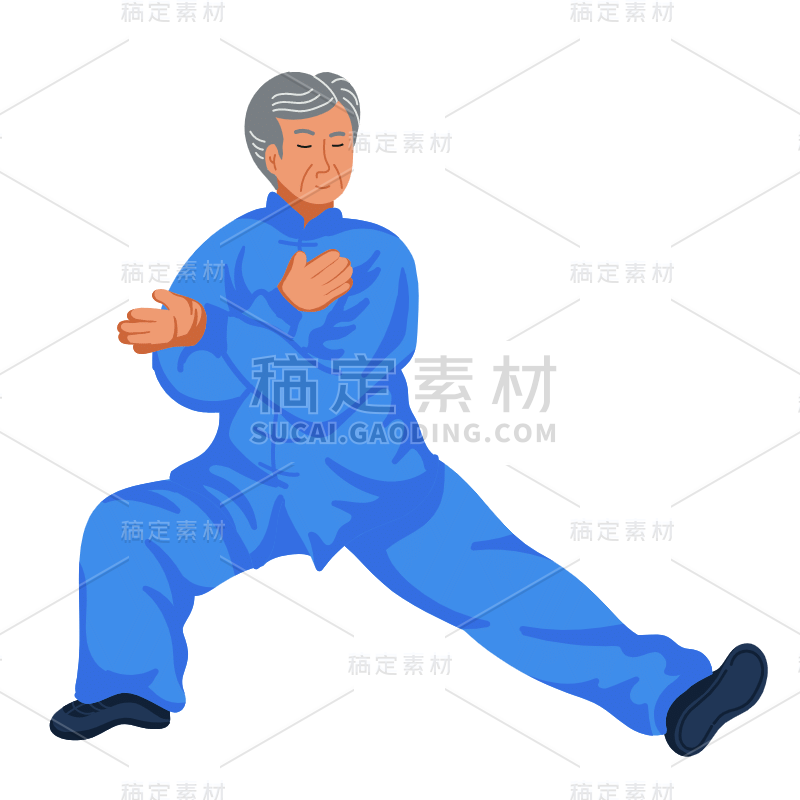 手绘-太极拳人物插画贴纸6