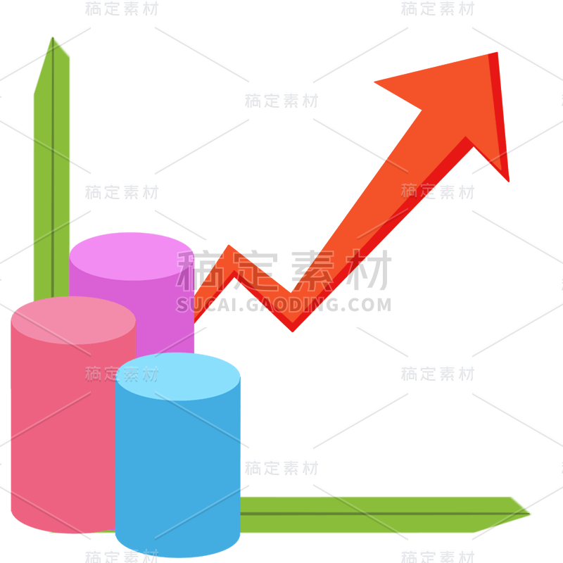 手绘-金融理财贴纸套系-上升