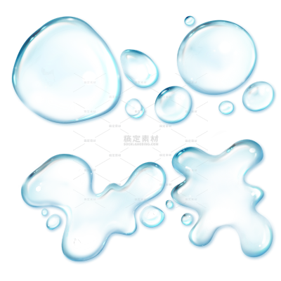 手绘透明水滴插画元素4