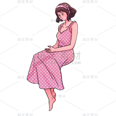 手绘-人物元素-女孩