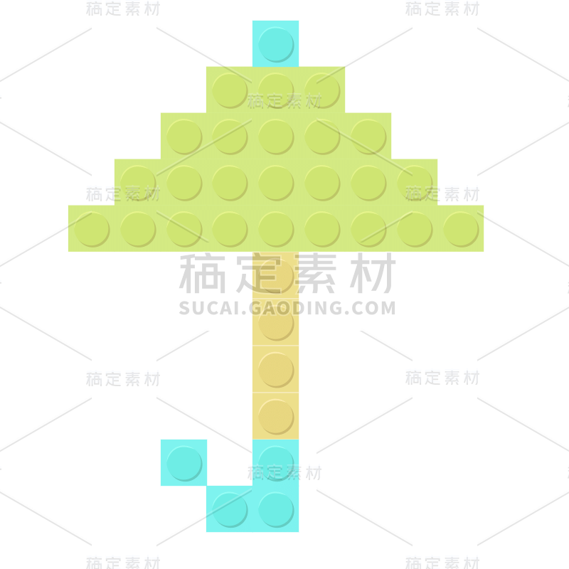 扁平卡通乐高装饰元素贴纸-雨伞