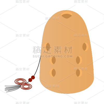 扁平风乐器元素主题素材-埙
