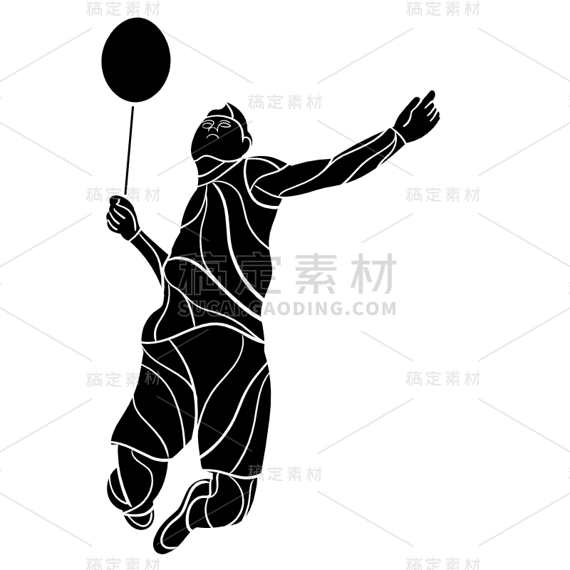 羽毛球运动人物贴纸-SVG9