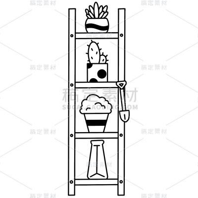 手绘-线条简笔画元素-架子