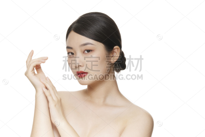 人物系列写实妆容精致的美妆模特侧脸照