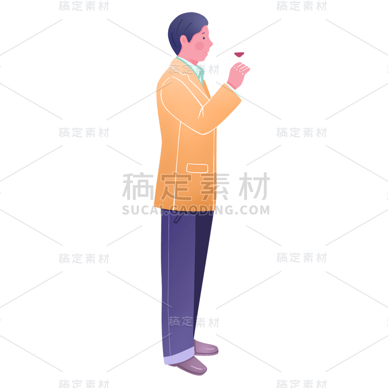 手绘风-人物插画-男性