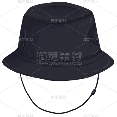 露营场景元素贴纸-手绘-渔夫帽