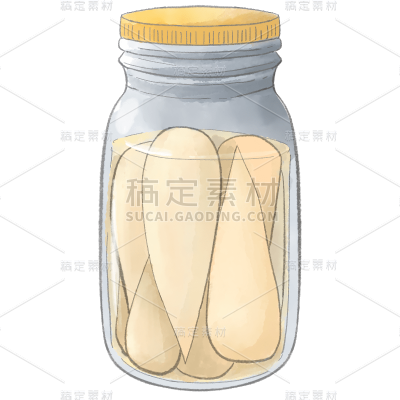手绘水彩-罐头插画元素贴纸