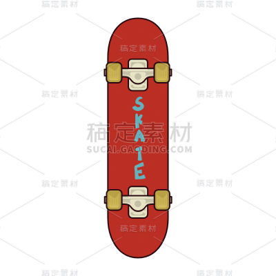 手绘-citypop风元素贴纸-滑板