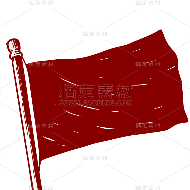 SVG-版画风人物元素贴纸-旗帜