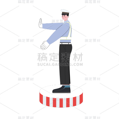 矢量风-职业形象插画-交警