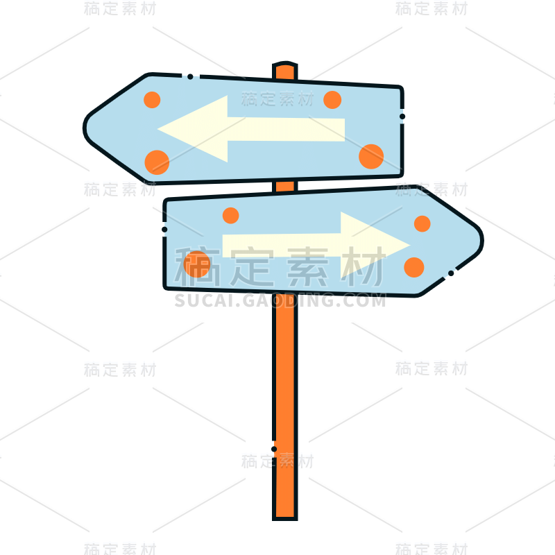 矢量-简笔画旅游元素-路边指示牌