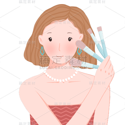 手绘-美容主题贴纸套系-美妆人物