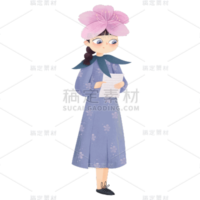 手绘-卡通花卉精灵魔法人物贴纸5