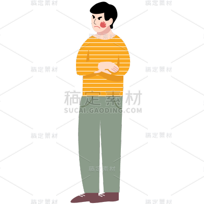 插画风-争吵人物插画贴纸男-SVG