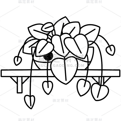 手绘-线条简笔画元素-盆栽2