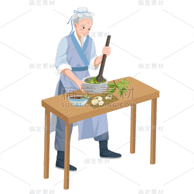 手绘-中医养生元素-中医