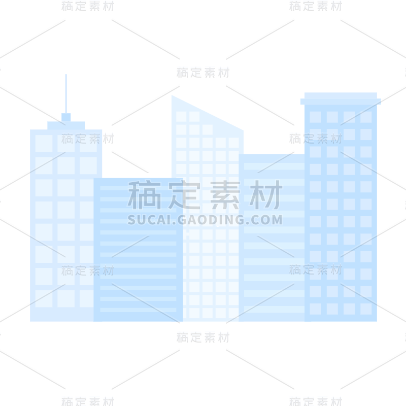 扁平风-建筑贴纸-高楼