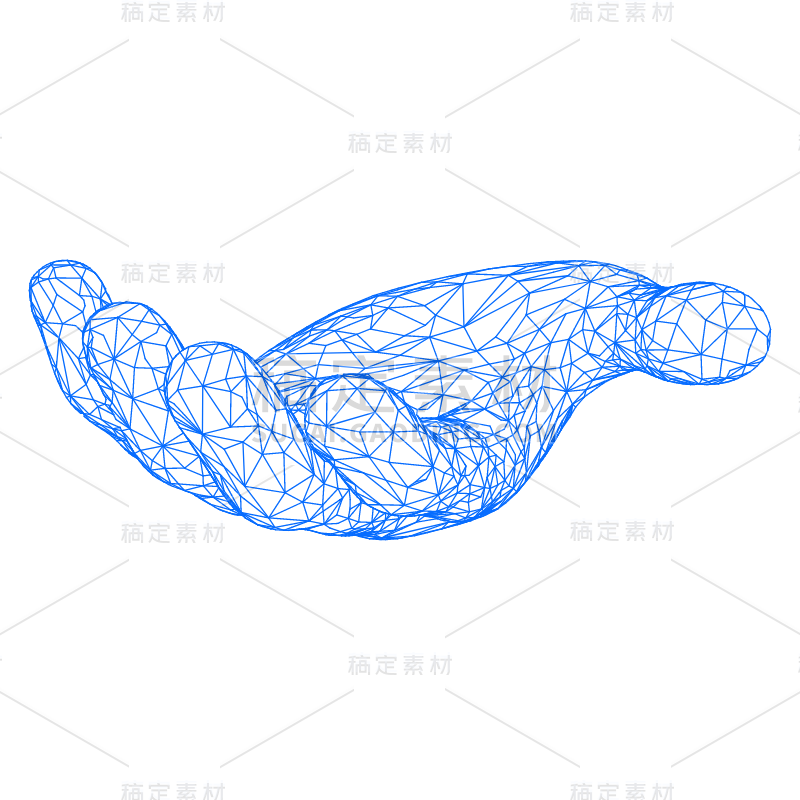 手绘蓝色网状手掌元素