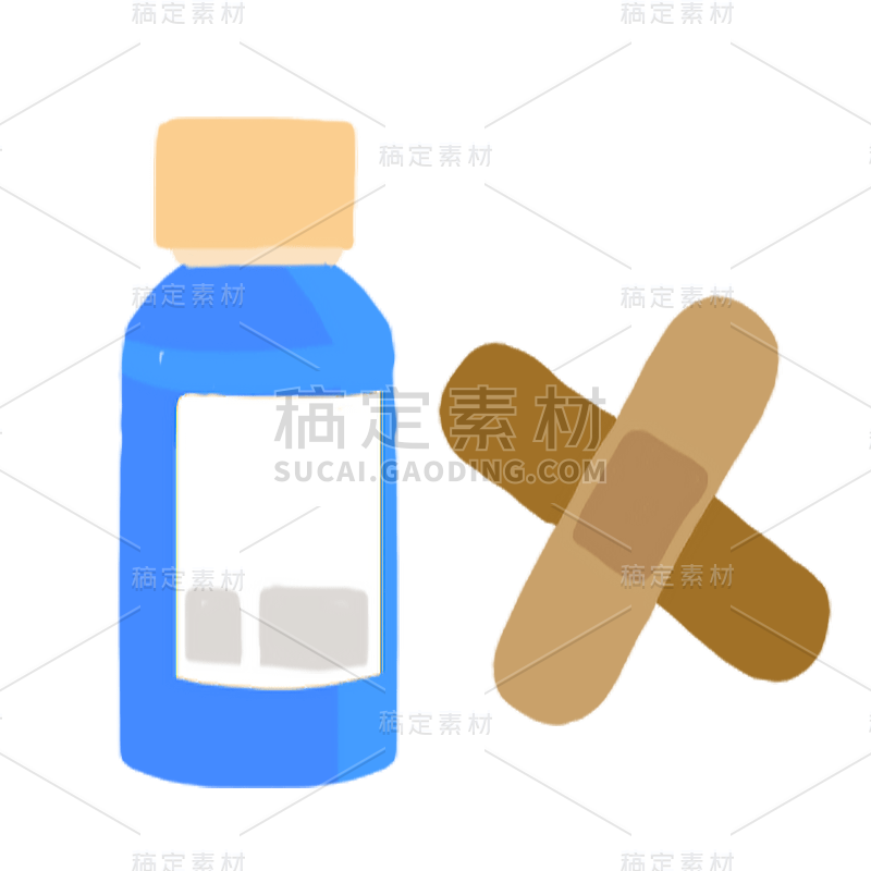 手绘药水创可贴开学季元素贴纸 