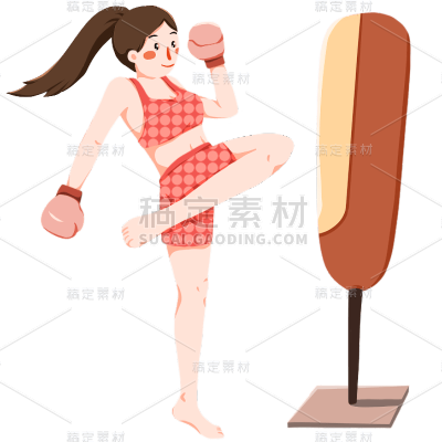 手绘-拳击运动人物插画2