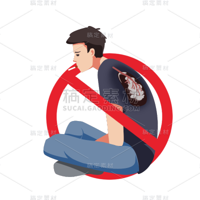 手绘-世界无烟日卡通人物贴纸8