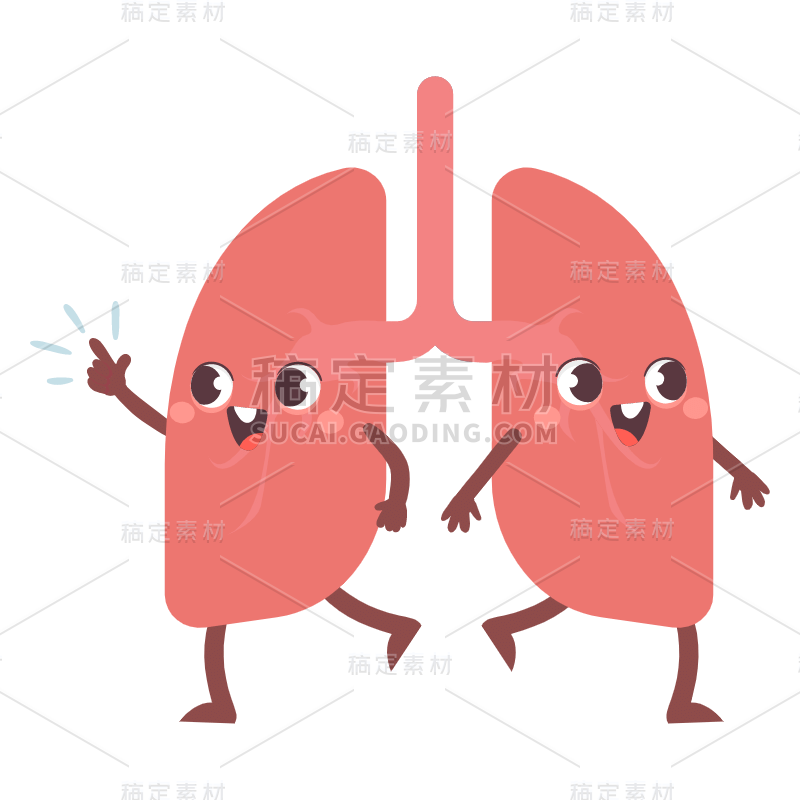 卡通拟人器官医疗元素贴纸-肺