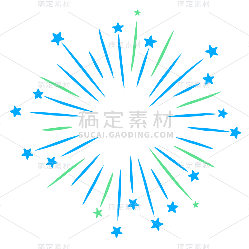 手绘-常见烟花绽放贴纸